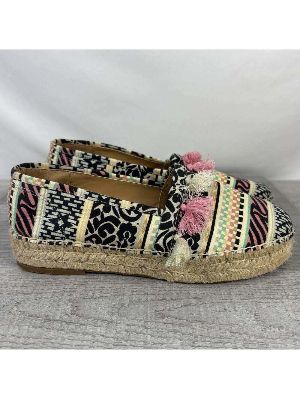 Crown Vintage Tasseled Kalani Platform Espadrille Shoes Size 8 Multi